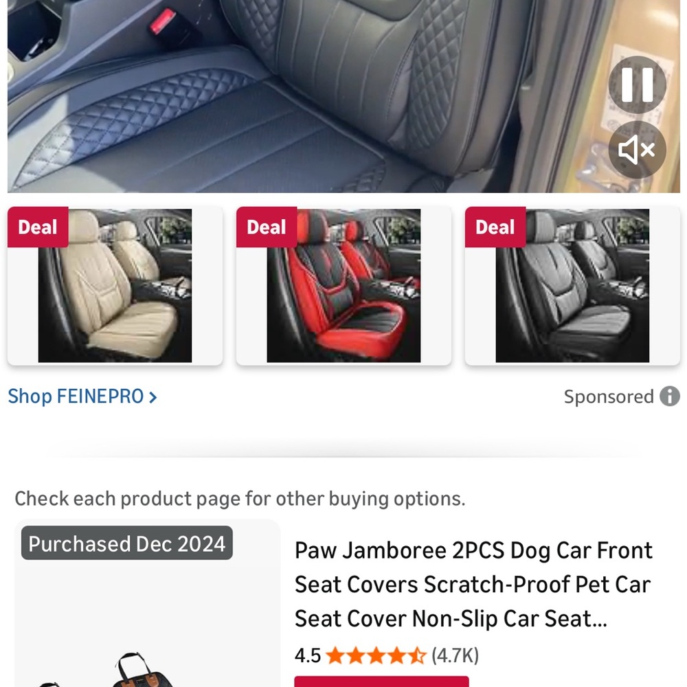 Paw Jamboree Black Dog Seat Cover 2 pc for bucket seats NWT